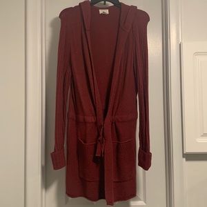 Cranberry cardigan - small, slightly oversized w/ inside tie. good condition